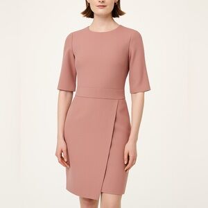 Reiss Myra Tailored Dress US 4 Pink Mauve Short Sleeve Knee Length
